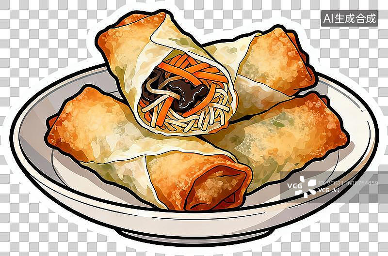 【AI数字艺术】传统美食早茶2D水彩扁平插画粤菜港式广式早茶点心美味糕点小吃插画元素免抠图形图片素材