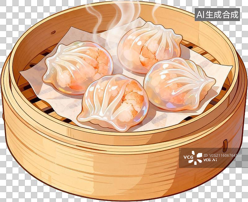 【AI数字艺术】传统美食早茶2D水彩扁平插画粤菜港式广式早茶点心美味糕点小吃插画元素免抠图形图片素材