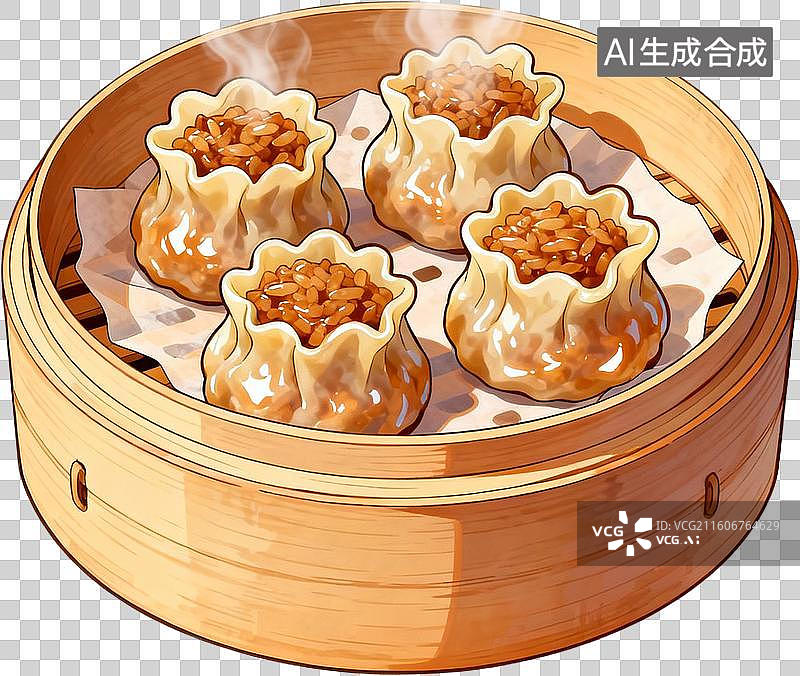 【AI数字艺术】传统美食早茶2D水彩扁平插画粤菜港式广式早茶点心美味糕点小吃插画元素免抠图形图片素材