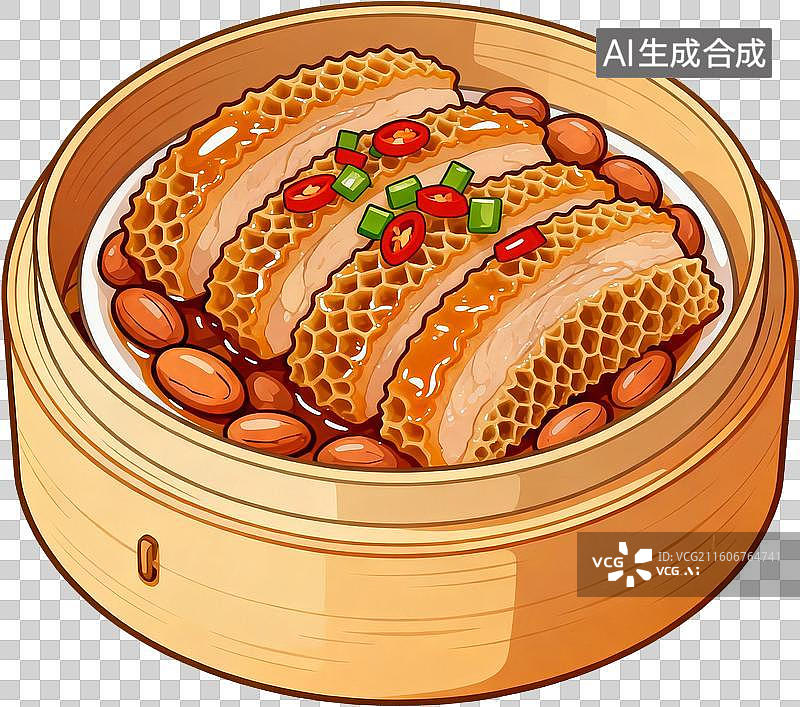 【AI数字艺术】传统美食早茶2D水彩扁平插画粤菜港式广式早茶点心美味糕点小吃插画元素免抠图形图片素材