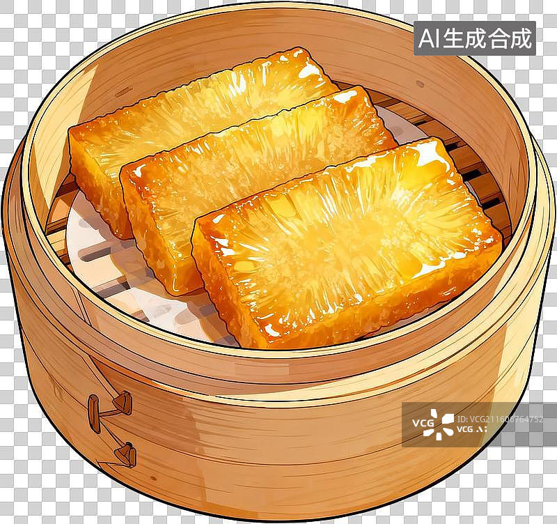 【AI数字艺术】传统美食早茶2D水彩扁平插画粤菜港式广式早茶点心美味糕点小吃插画元素免抠图形图片素材