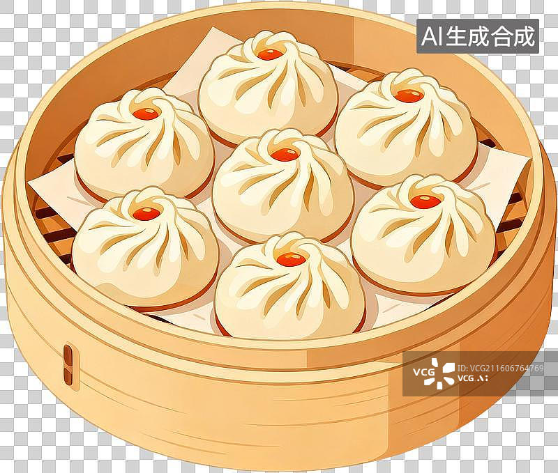 【AI数字艺术】传统美食早茶2D水彩扁平插画粤菜港式广式早茶点心美味糕点小吃插画元素免抠图形图片素材