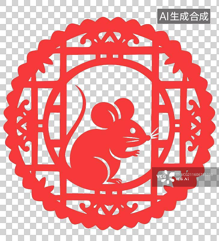【AI数字艺术】AIGC:鼠年窗花，十二生肖剪纸，元素免抠图图片素材