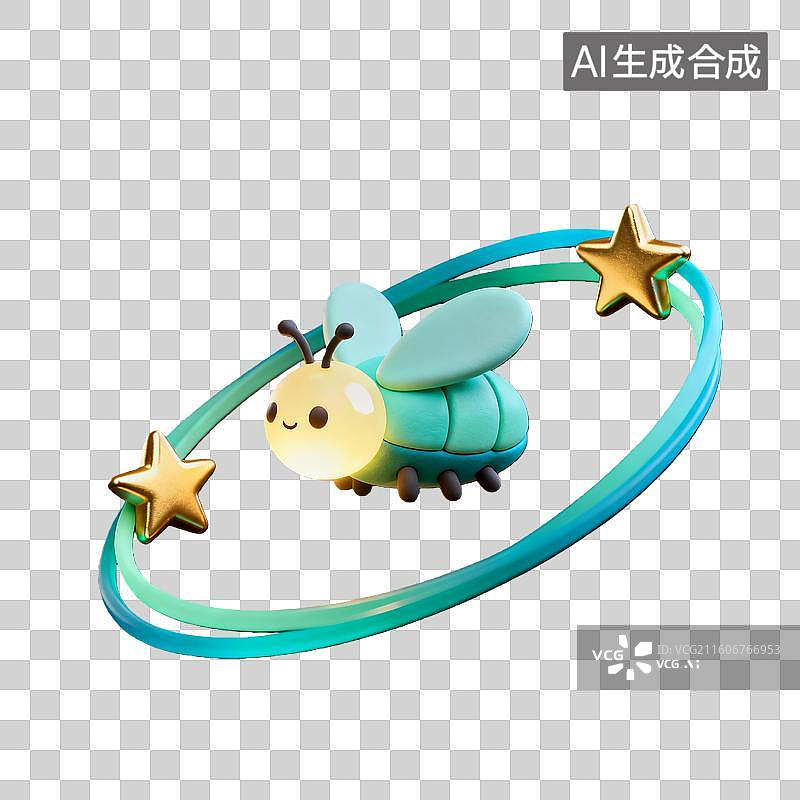 【AI数字艺术】3d卡通粘土质感二十四节气小暑大暑萤火虫装饰元素图片素材