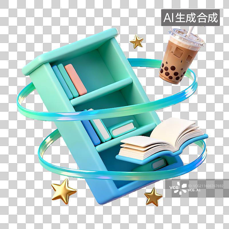 【AI数字艺术】3d卡通粘土质感二十四节气小暑大暑书架饮料装饰元素图片素材