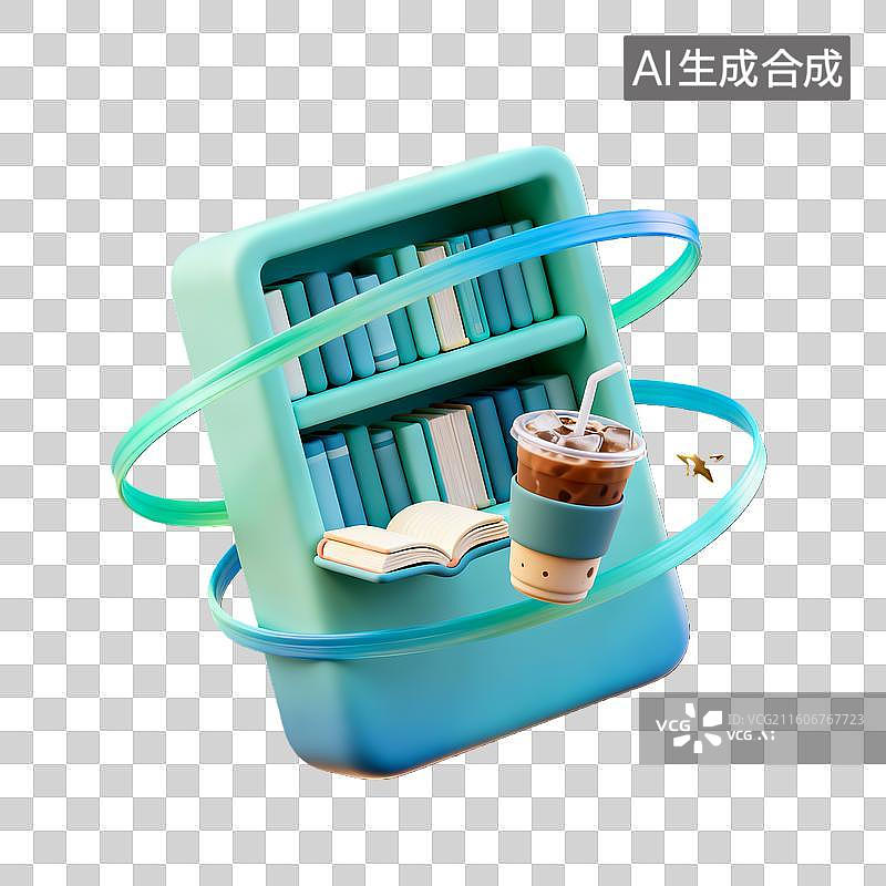 【AI数字艺术】3d卡通粘土质感二十四节气小暑大暑书架饮料装饰元素图片素材