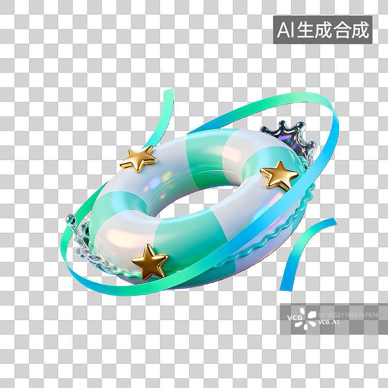【AI数字艺术】3d卡通粘土质感二十四节气小暑大暑游泳圈装饰元素图片素材