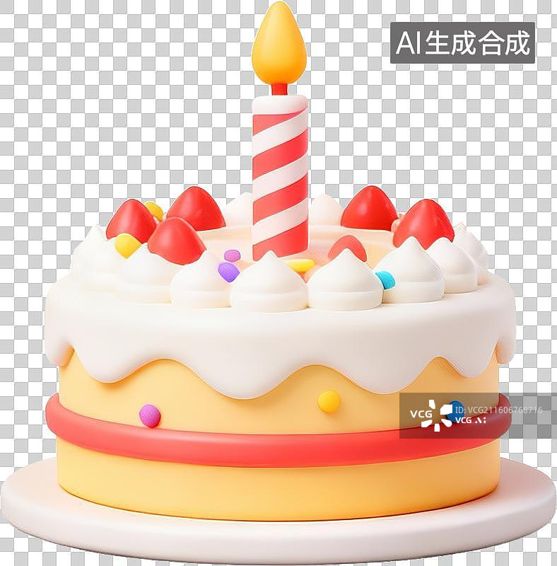 【AI数字艺术】3D风格生日主题特殊纪念日生日蛋糕免抠元素图片素材