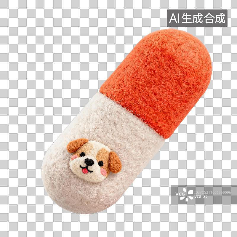 【AI数字艺术】3D羊毛毡风格萌宠经济宠物用品宠物生活系列元素狗狗感冒药驱虫药图片素材