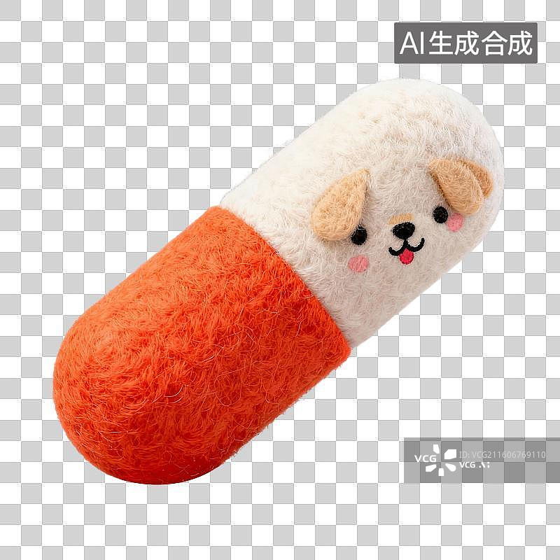 【AI数字艺术】3D羊毛毡风格萌宠经济宠物用品宠物生活系列元素狗狗感冒药驱虫药图片素材