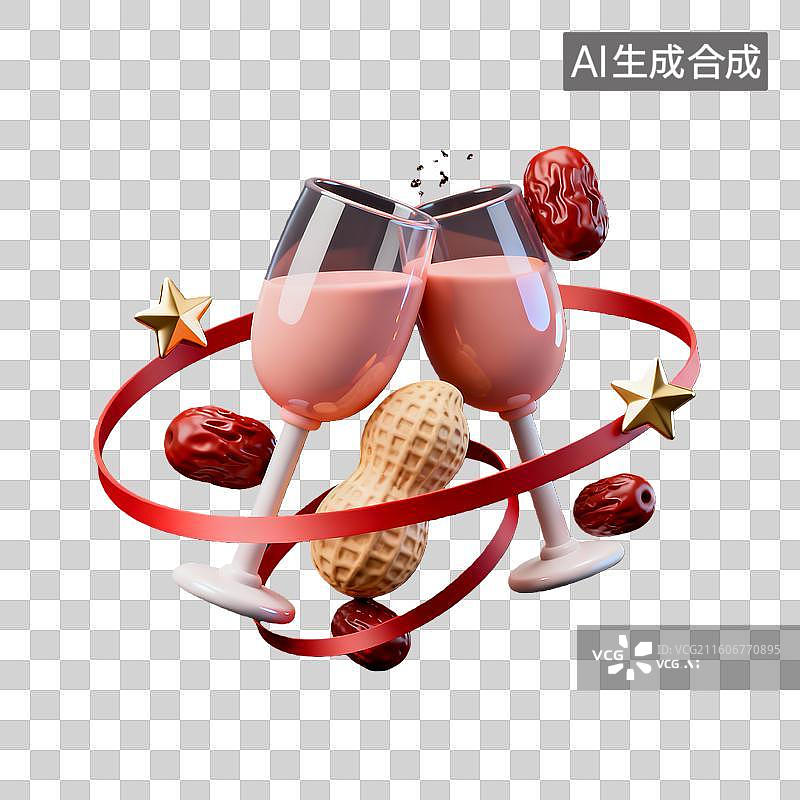 【AI数字艺术】3d粘土质感特色纪念日结婚元素图片素材