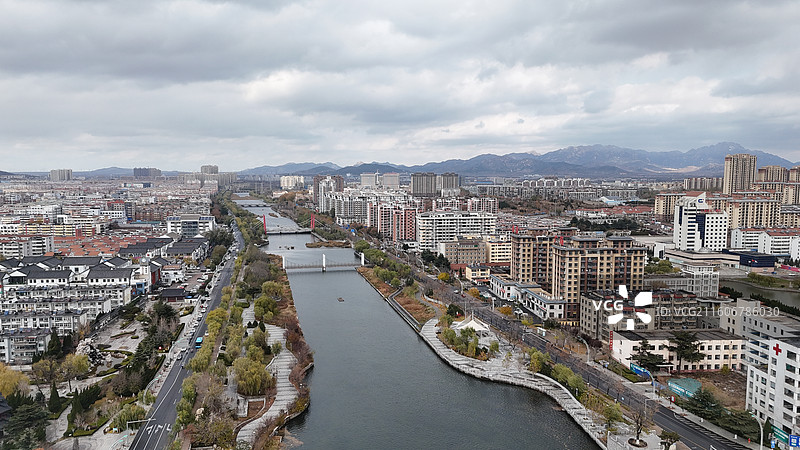 山东烟台招远市城市航拍图片素材
