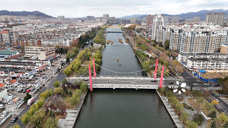 山东烟台招远市城市航拍图片素材