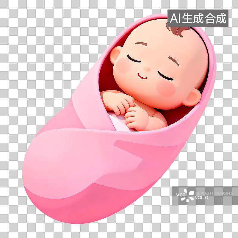 【AI数字艺术】3D立体三维C4D一个裹着布的熟睡婴儿抠元素设计元素图片素材