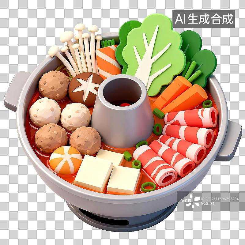 【AI数字艺术】3D立体三维C4D冬天火锅美食免抠元素设计元素图片素材