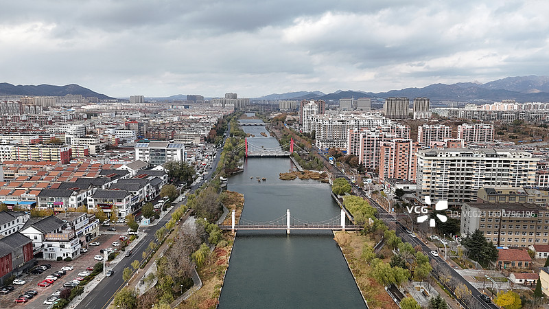 山东烟台招远市城市航拍图片素材