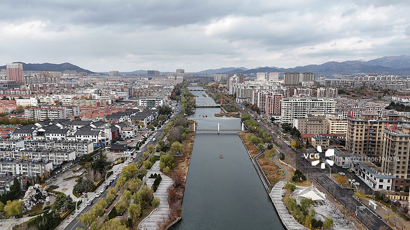 山东烟台招远市城市航拍图片素材