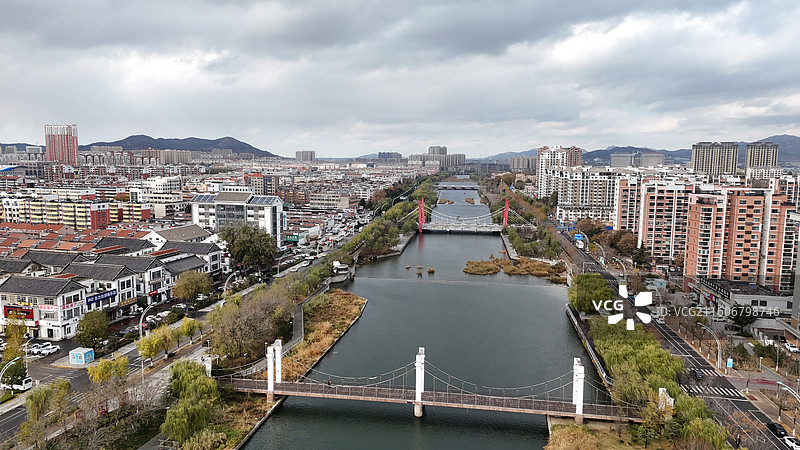山东烟台招远市城市航拍图片素材