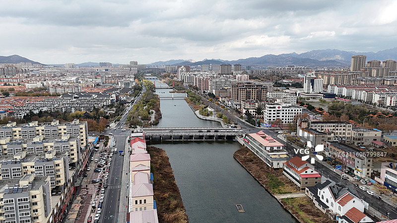 山东烟台招远市城市航拍图片素材