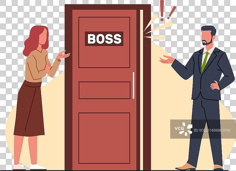 惊恐的办公室职员不想进入图片素材