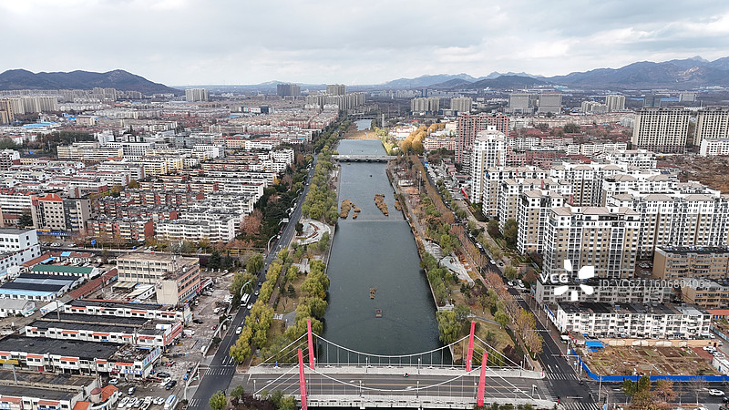 山东烟台招远市城市航拍图片素材