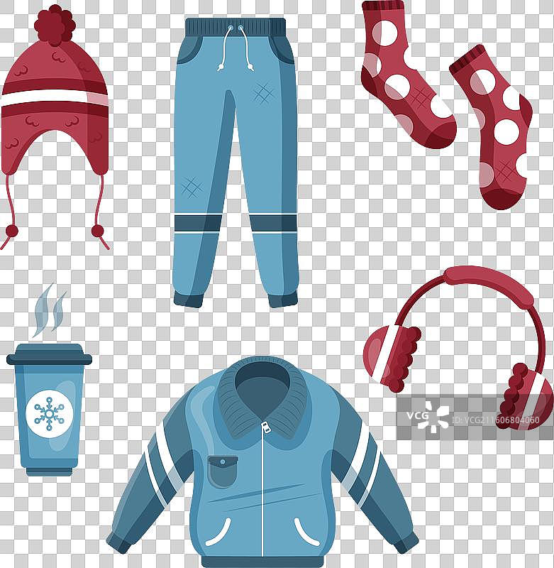 平铺的冬季服装和必需品图片素材