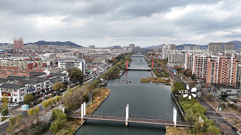 山东烟台招远市城市航拍图片素材