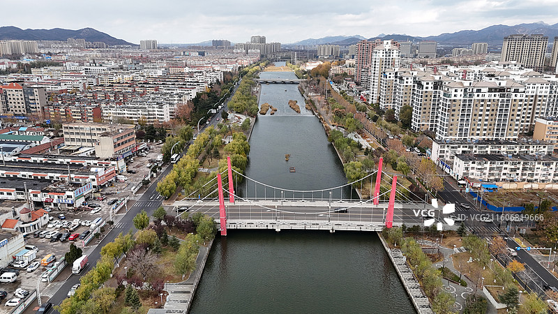 山东烟台招远市城市航拍图片素材