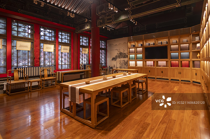 故宫博物院书房茶室摆设场景图片素材