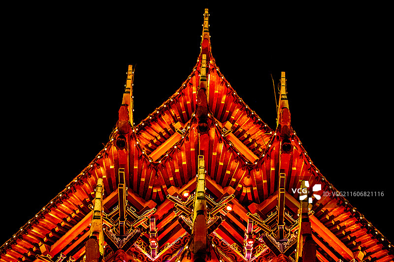 宜昌市镇江阁夜景特写图片素材