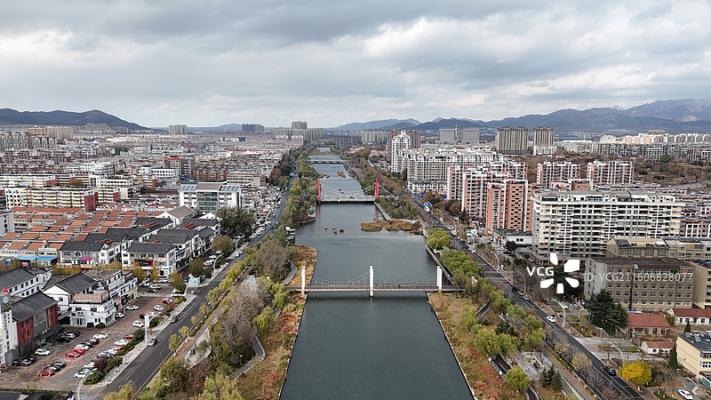 山东烟台招远市城市航拍图片素材