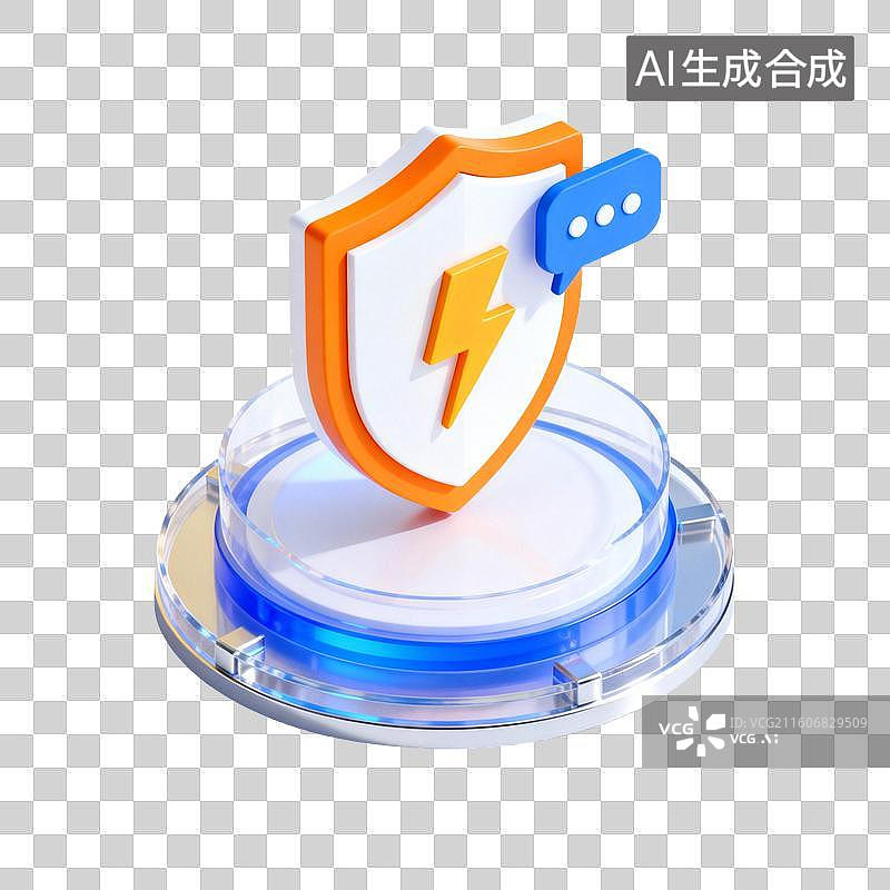 【AI数字艺术】闪电盾牌图标展示图片素材