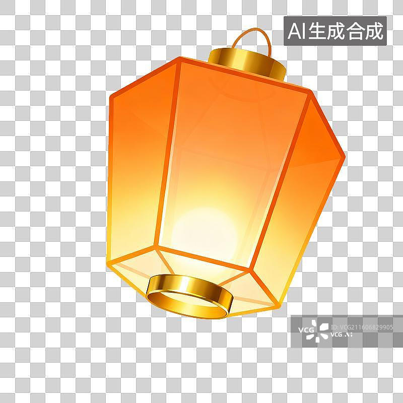 【AI数字艺术】橙色六角灯笼图片素材