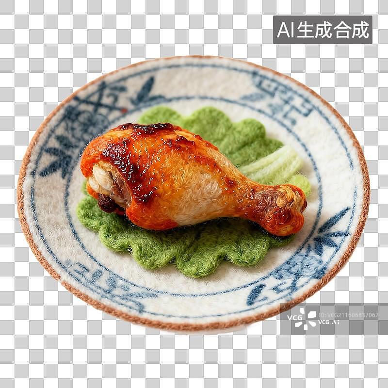 【AI数字艺术】可爱温馨毛毡风格年夜饭美食元素图片素材