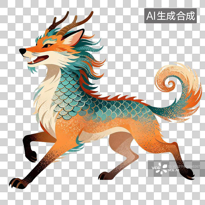 【AI数字艺术】睚眦神兽插画图片素材