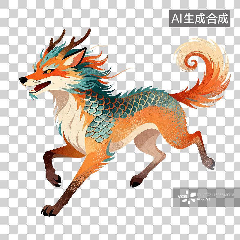 【AI数字艺术】睚眦神兽插画图片素材