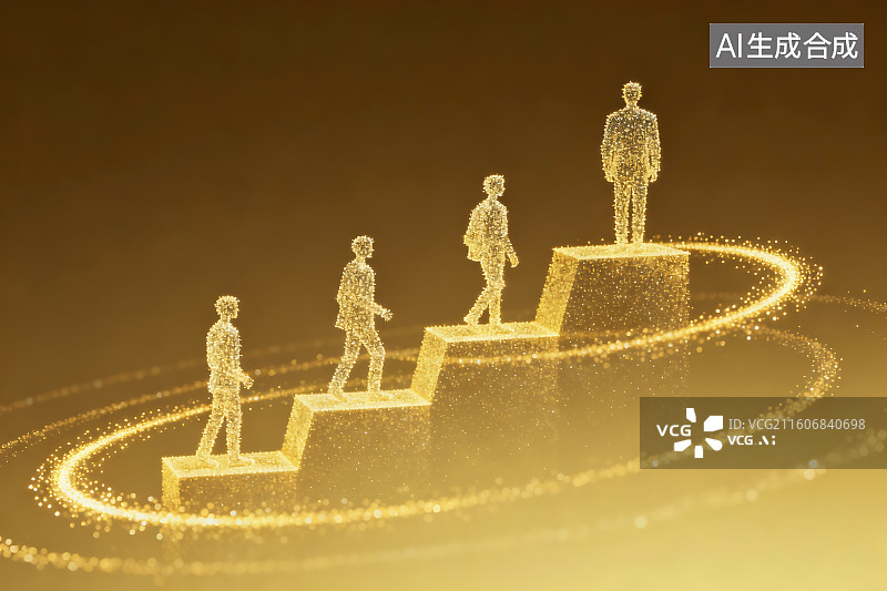 【AI数字艺术】人物阶梯向上职业发展图片素材