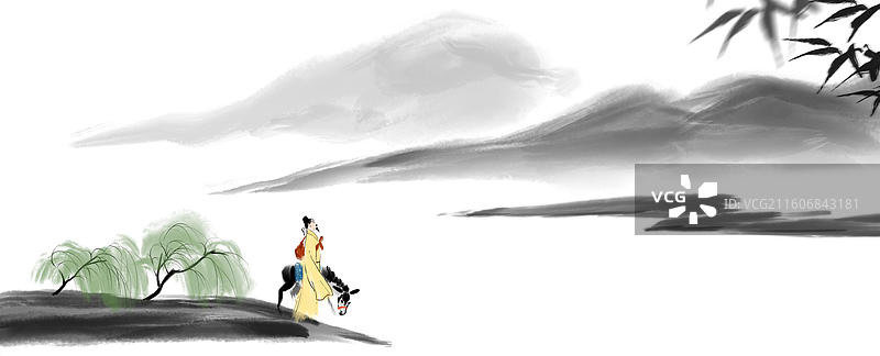 中国风 水墨画 插画 图画书 古代 古风 诗人 汉服 人物 飘逸 洒脱 人物画图片素材