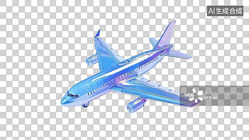 【AI数字艺术】彩色透明飞机飞行图图片素材