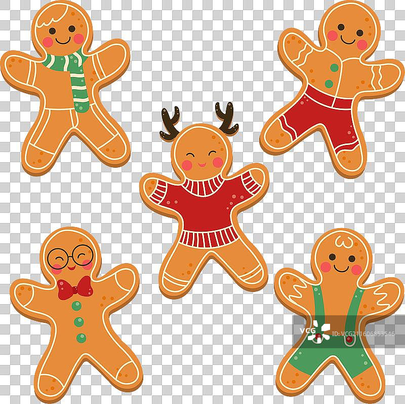 手绘姜饼人饼干合集图片素材