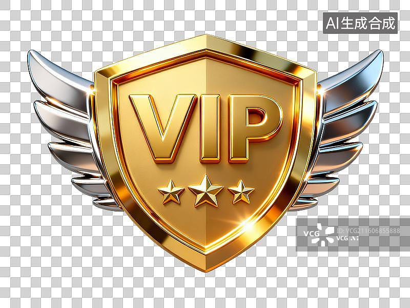 【AI数字艺术】3D盾牌VIP元素图片素材