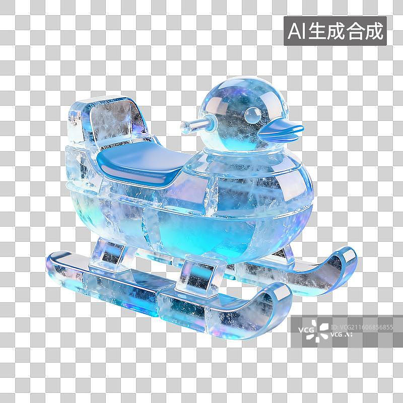【AI数字艺术】3D冬天蓝色冰雕元素图片素材