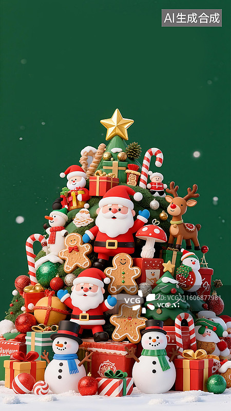 【AI数字艺术】3D圣诞节圣诞全攻略海报插画图片素材