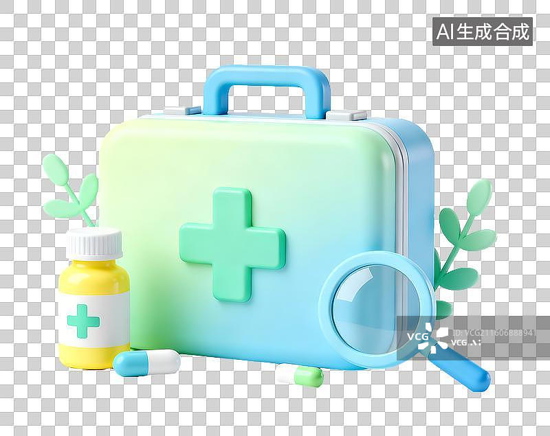 【AI数字艺术】急救箱3D免抠元素图片素材