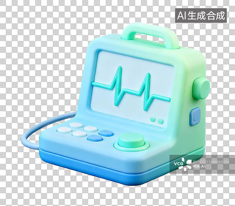 【AI数字艺术】心电图监测机3D免抠元素图片素材