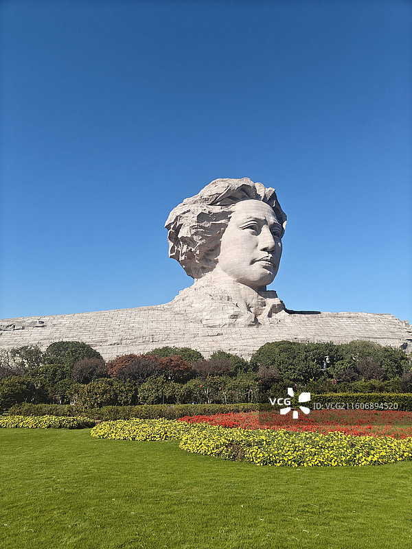 湖南 长沙 橘子洲头 毛泽东 雕塑 晴天图片素材