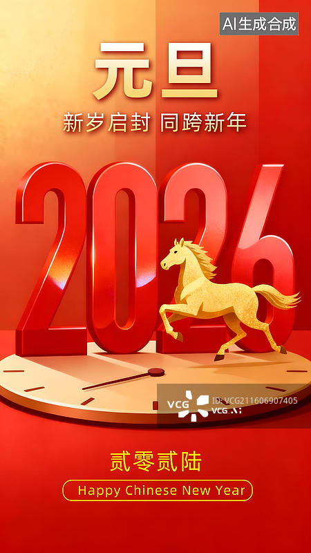 【AI数字艺术】2026马年元旦新年海报图片素材
