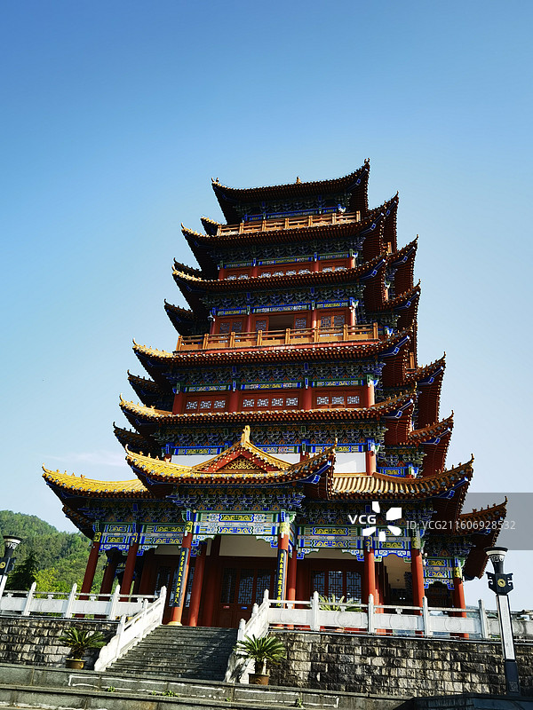 陕西紫阳县：文笔山紫阳阁图片素材