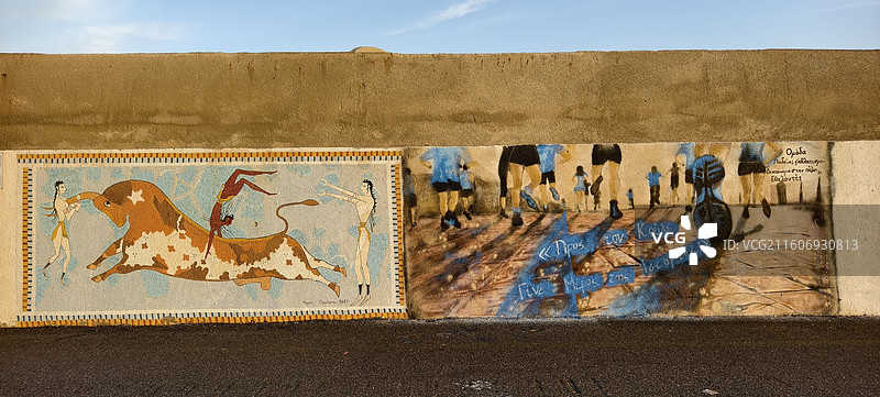 希腊克里特岛～伊拉克利翁-海岸线涂鸦图片素材