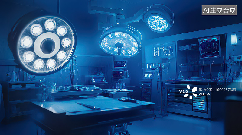 【AI数字艺术】未来科技感手术室的医疗设备图片素材